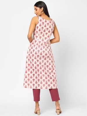 White printed cotton ethnic-kurtis 2