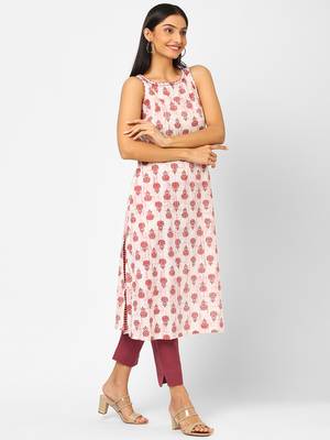 White printed cotton ethnic-kurtis 3