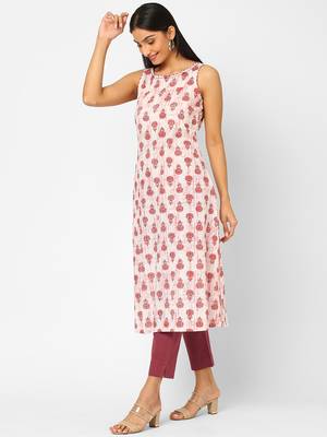 White printed cotton ethnic-kurtis 4