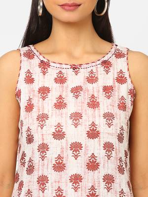 White printed cotton ethnic-kurtis 5