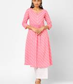 Pink printed cotton ethnic-kurtis
