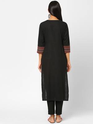 Black plain cotton ethnic-kurtis 2