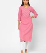 Pink printed cotton ethnic-kurtis