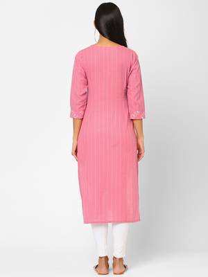 Pink printed cotton ethnic-kurtis 2