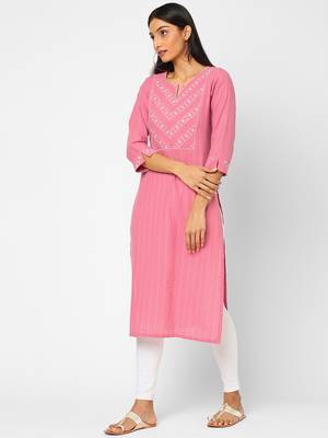Pink printed cotton ethnic-kurtis 4