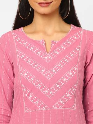 Pink printed cotton ethnic-kurtis 5
