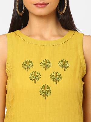 Yellow plain cotton ethnic-kurtis 5