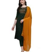 Green printed crepe kurtas-and-kurtis