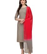 Grey printed crepe kurtas-and-kurtis