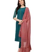 Sea-green printed crepe kurtas-and-kurtis