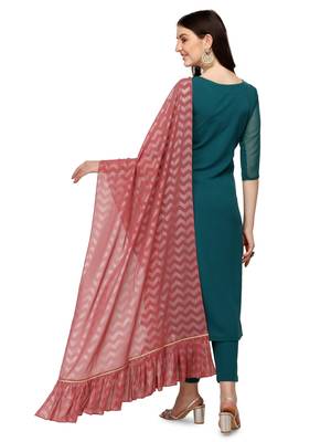 Sea-green printed crepe kurtas-and-kurtis 2