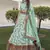 Pista Green thread with sequins embroidered silk semi stitched wedding lehenga