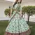 Pista Green thread with sequins embroidered silk semi stitched wedding lehenga