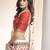 White & Red thread with Sequins embroidered art silk semi-stitched Party wear lehenga