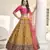 Mustard-yellow & Pink thread with sequins embroidered art silk semi stitched party wear lehenga