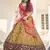 Mustard-yellow & Pink thread with sequins embroidered art silk semi stitched party wear lehenga