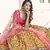 Mustard-yellow & Pink thread with sequins embroidered art silk semi stitched party wear lehenga