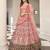 Pink thread with sequins embroidered art silk semi stitched wedding lehenga for bridal