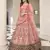 Pink thread with sequins embroidered art silk semi stitched wedding lehenga for bridal