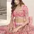Pink thread with sequins embroidered art silk semi stitched wedding lehenga for bridal