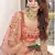 Green & Orange thread with sequins embroidered art silk semi stitched wedding and Party lehenga