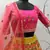 Mustard-yellow & Pink thread with sequins embroidered art silk semi stitched party wear lehenga