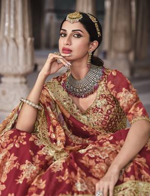 Red Dori Zari And Sequins Embroidered Organza Floral Lehenga Choli 2