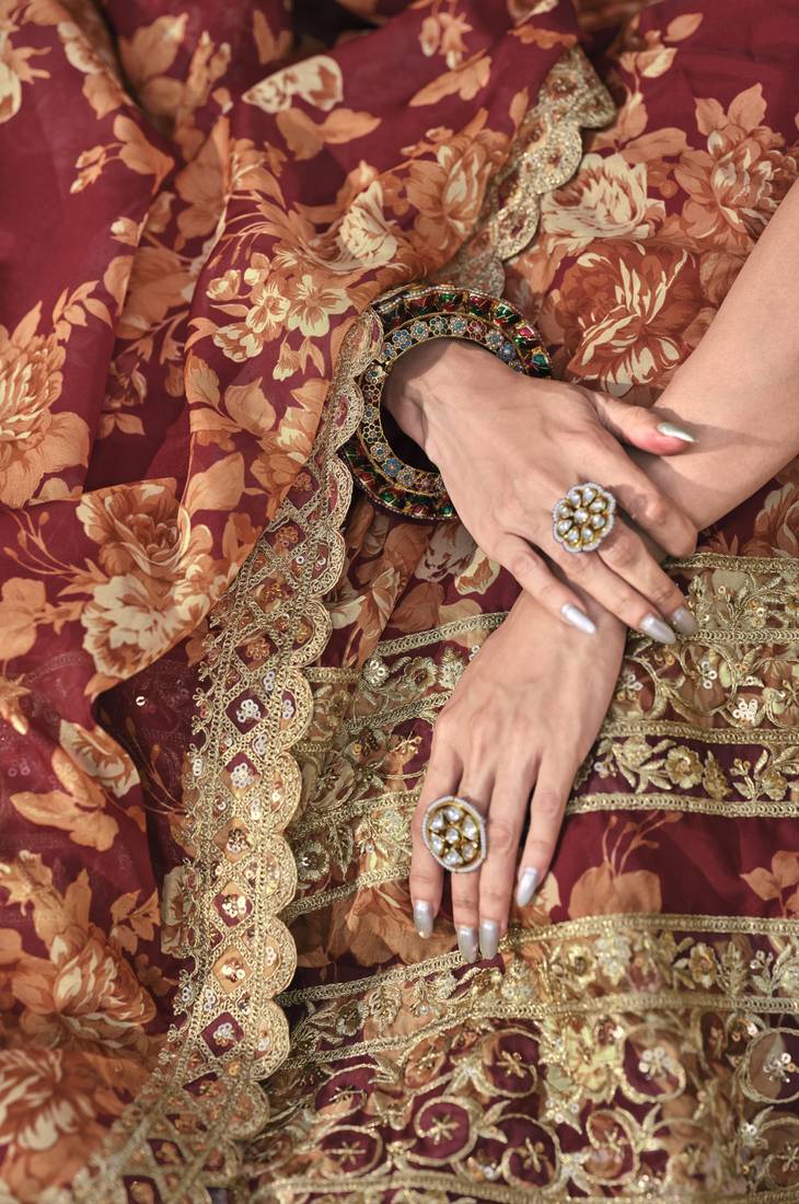 Red Dori Zari And Sequins Embroidered Organza Floral Lehenga Choli