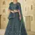 Delightful Rama Blue Mirror work with Dori Embroidered net Bridal Lehenga