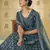 Delightful Rama Blue Mirror work with Dori Embroidered net Bridal Lehenga