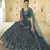 Delightful Rama Blue Mirror work with Dori Embroidered net Bridal Lehenga