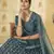 Delightful Rama Blue Mirror work with Dori Embroidered net Bridal Lehenga
