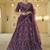 Wine Dori Embroidered with mirror work net semi stitched wedding lehenga