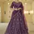Wine Dori Embroidered with mirror work net semi stitched wedding lehenga
