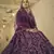 Wine Dori Embroidered with mirror work net semi stitched wedding lehenga