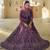 Wine Dori Embroidered with mirror work net semi stitched wedding lehenga