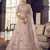 Pink zarkan, zari, gota and thread embroidered organza semi stitched lehenga