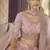 Pink zarkan, zari, gota and thread embroidered organza semi stitched lehenga