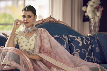 White Zarkan And Thread Embroidered Art Silk Semi Stitched Lehenga 4