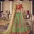 Green hand work, zari and thread embroidered jacquard lehenga