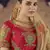 Green hand work, zari and thread embroidered jacquard lehenga