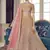 Peach zarkan, zari and thread embroidered organza semi stitched lehenga