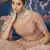 Peach zarkan, zari and thread embroidered organza semi stitched lehenga