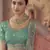 turquoise Green zarkan, gota and thread embroidered organza semi stitched lehenga