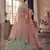 turquoise Green zarkan, gota and thread embroidered organza semi stitched lehenga