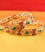 gold moti stone cz polki kundun meenakari pearl bangle kara size-2.6
