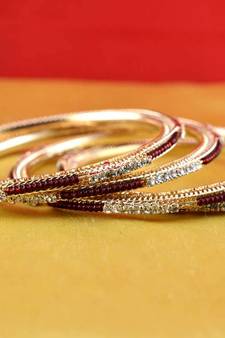 gold moti stone cz polki kundun meenakari pearl bangle kara size-2.4,2.6,2.8
