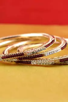 gold moti stone cz polki kundun meenakari pearl bangle kara size-2.4,2.6,2.8