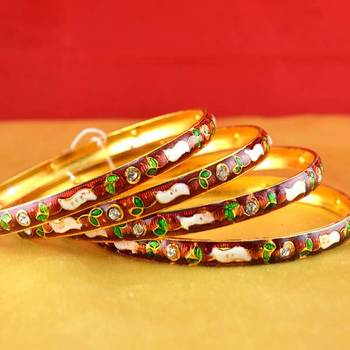gold moti stone cz polki kundun meenakari pearl bangle kara size-2.8 1