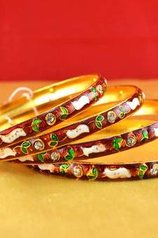 gold moti stone cz polki kundun meenakari pearl bangle kara size-2.8
